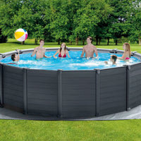 Piscina Graphite rotonda con Pompa Filtro, Scaletta e Teli, 478x124 cm