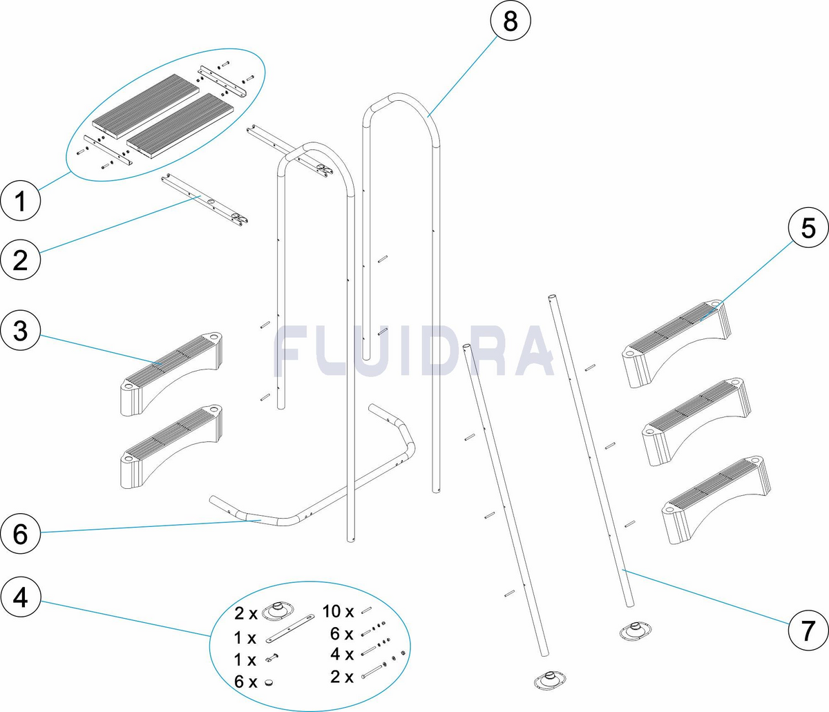 Esploso Scaletta Da 2 gradini Per SPA H 34 cm Gre - SPAL2