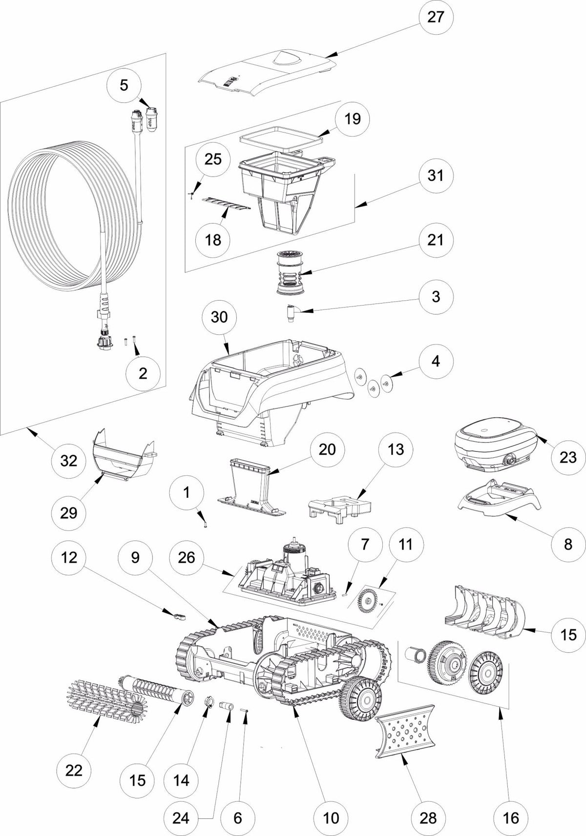 Esploso SWY 3500 Piscina Robot Pulitore Elettrico