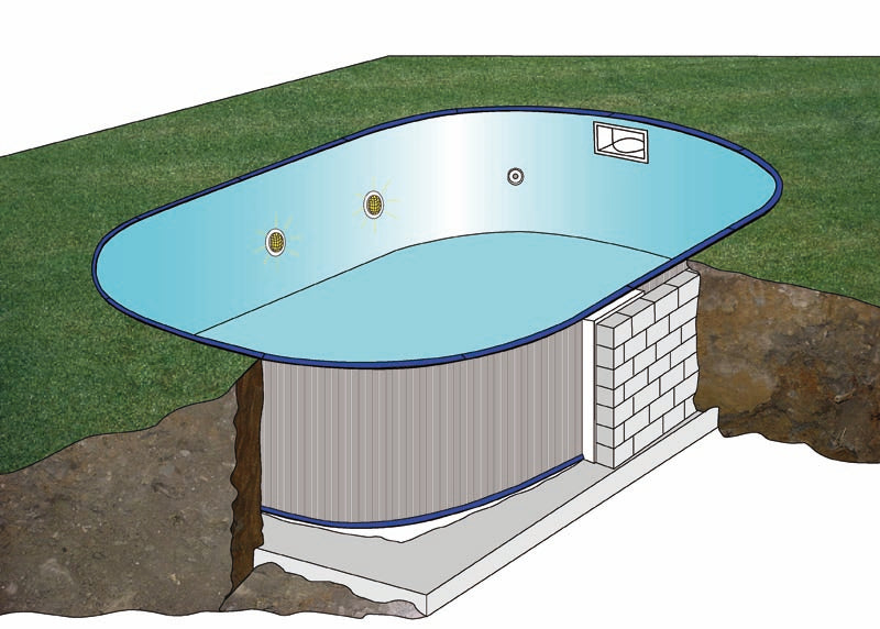 Piscina in pietra Sumatra ovale
